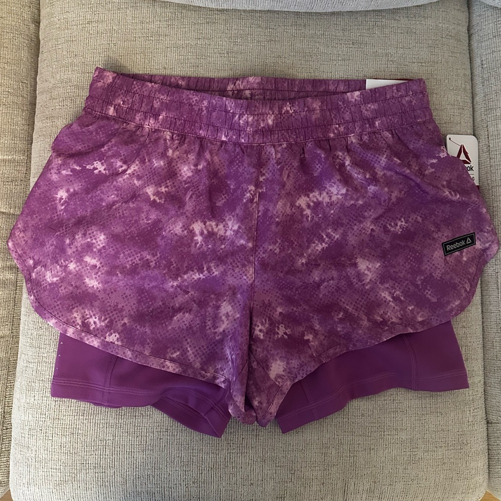Reebok Women's Patterned Purple Athletic Shorts